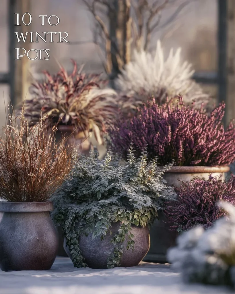 Beautiful winter pots featuring vibrant plants for seasonal decor
