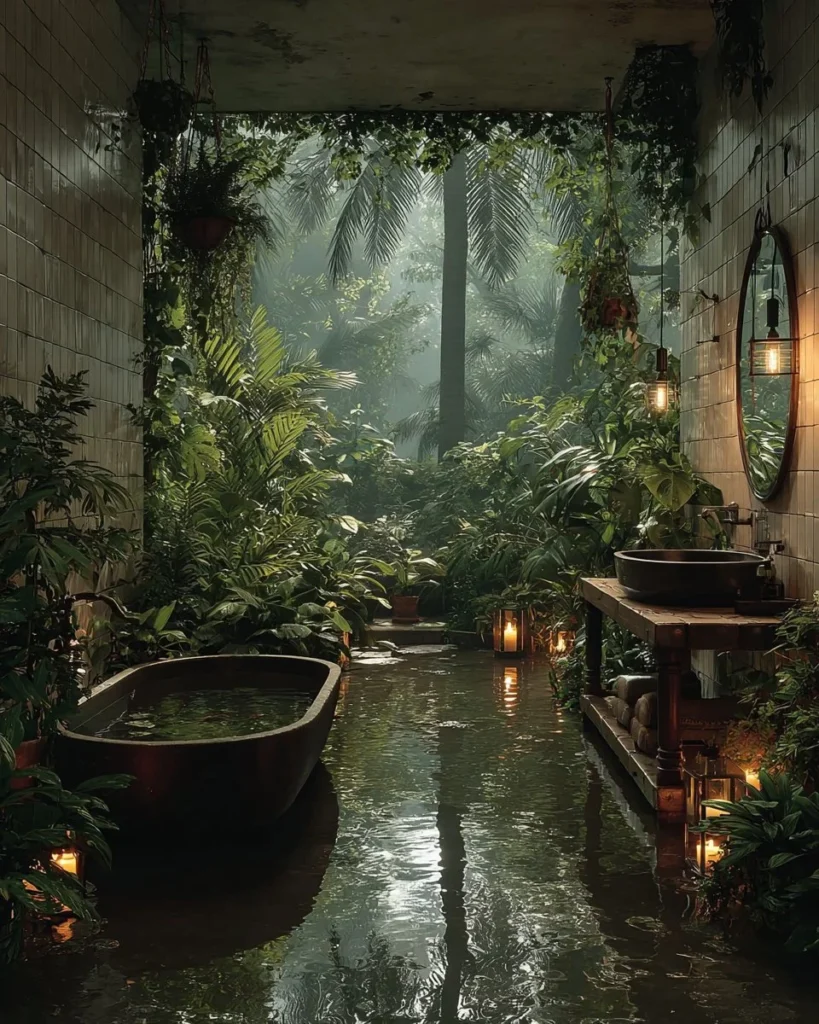 Twelve shower plants arranged in a stylish bathroom setting, perfect for humidity.