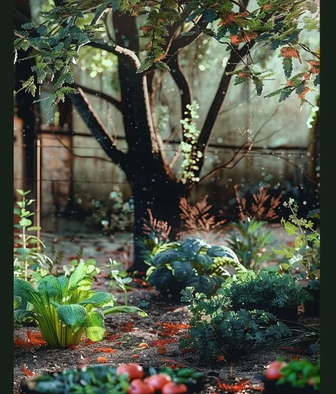 Indoor vegetables growing in containers for year-round harvest