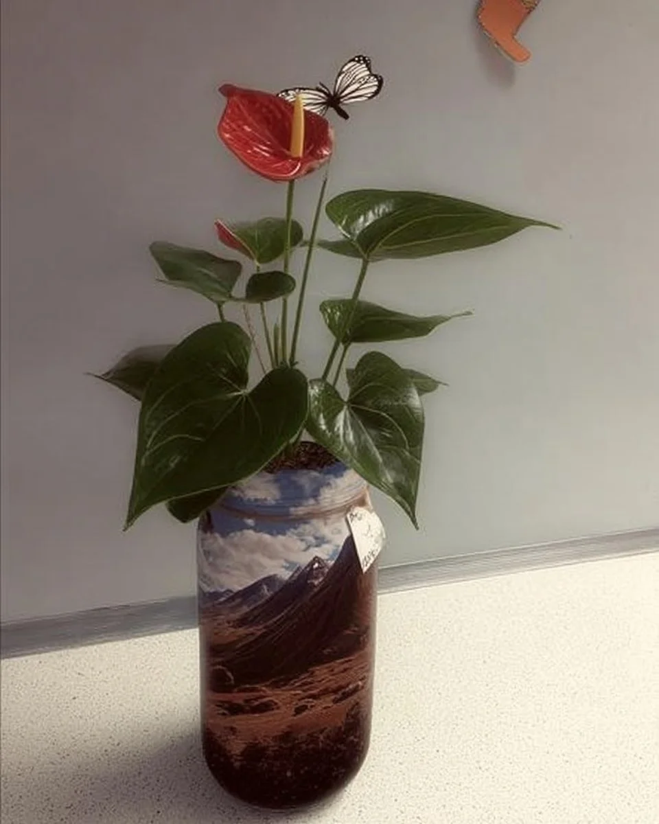 Stunning Anthurium display in elegant glass vases and bowls for home decor.