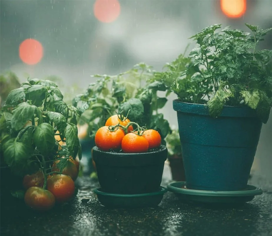 Container gardening with a variety of vegetables in pots for small spaces.