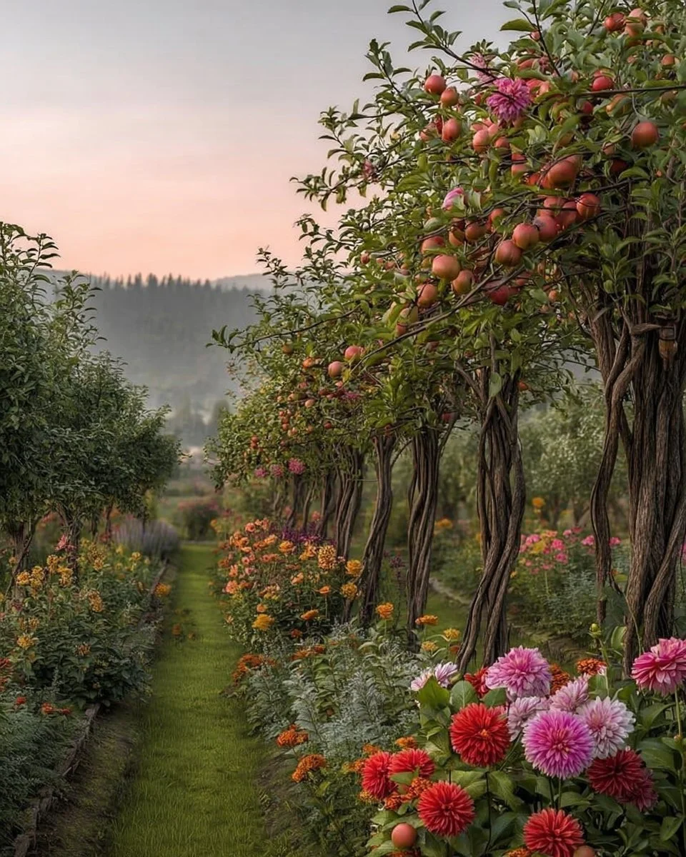 Creative landscaping ideas with fruit trees in a beautiful garden setting