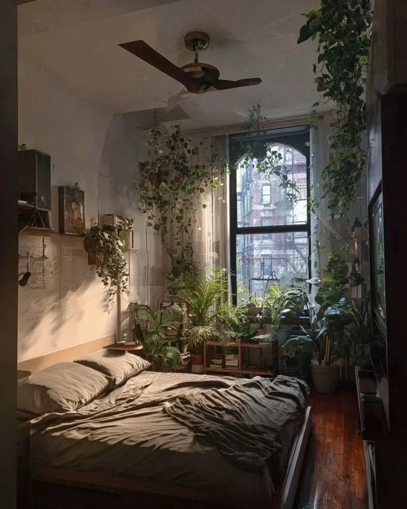 Creative hanging plant display ideas for enhancing bedroom decor with greenery