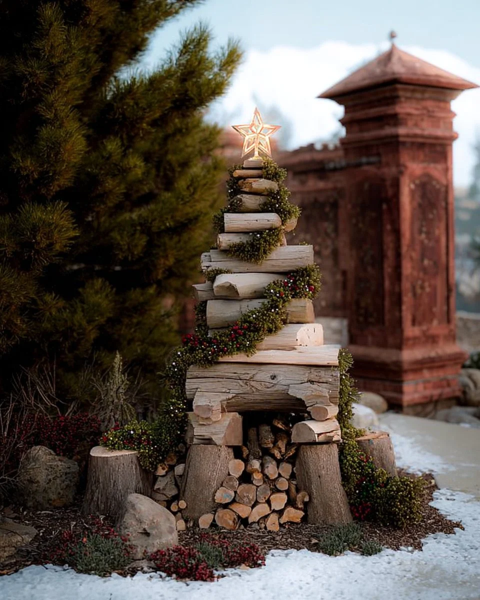 Natural outdoor Christmas decorations for a rustic holiday aesthetic.