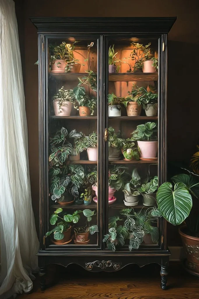 Beautiful living room filled with lush plants creating a cozy atmosphere
