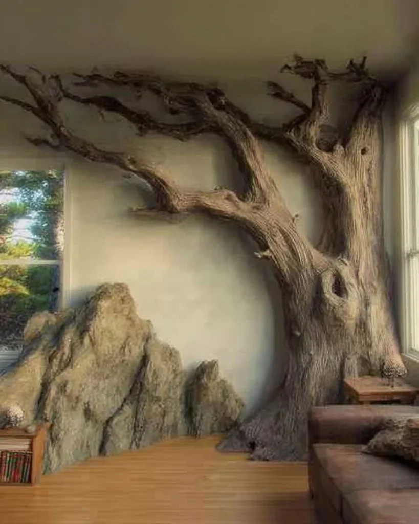 Creative wall tree decorations for home interior design.