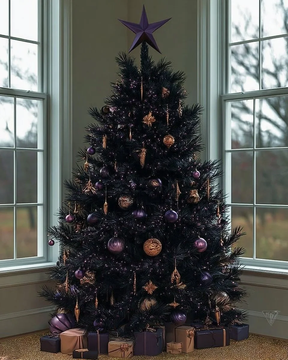 Elegant black Christmas tree decorations for a stylish holiday look