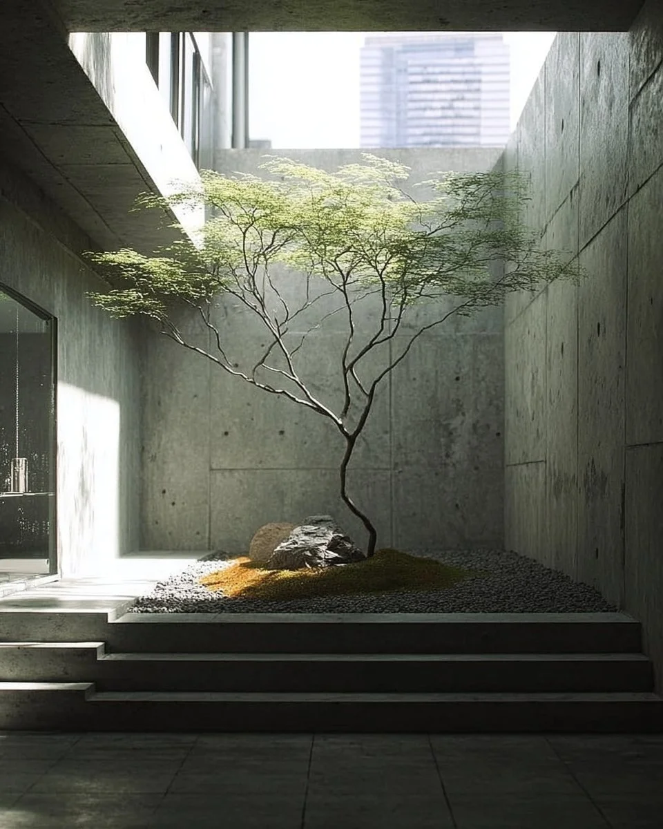 Elegant Japanese courtyard house featuring Zen-inspired design and natural elements.