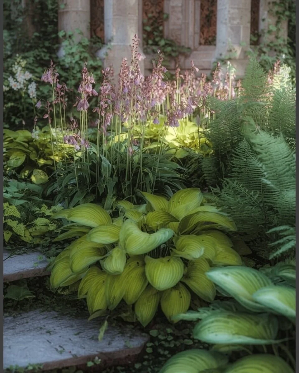 Colorful shade garden featuring affordable perennials for a lush outdoor space.