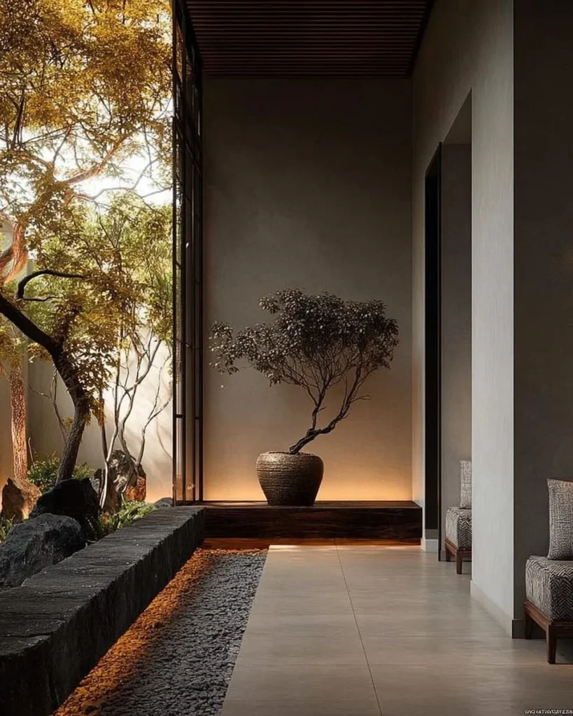 Dark Elegance Design with botanical elements for luxurious interior aesthetics.