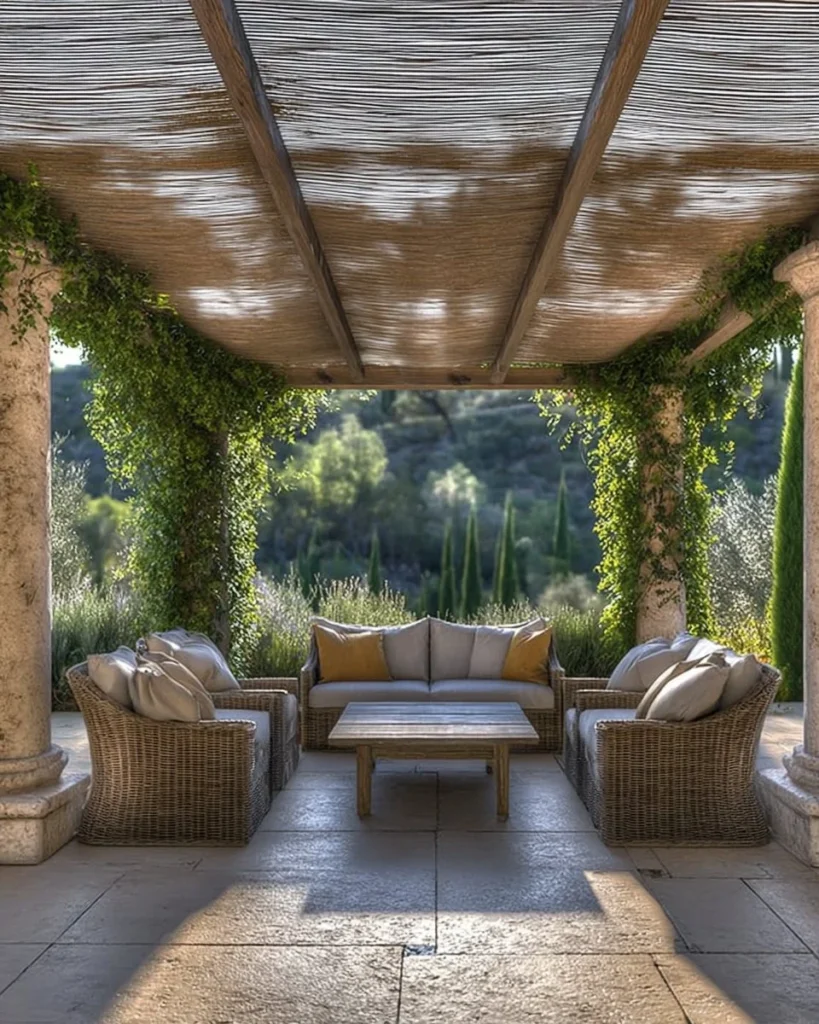 Stylish modern attached pergola patio with aluminum cover design