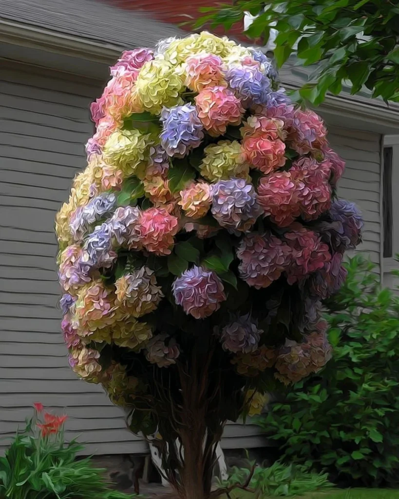 Close-up of stunning hydrangea blooms in a lush garden setting