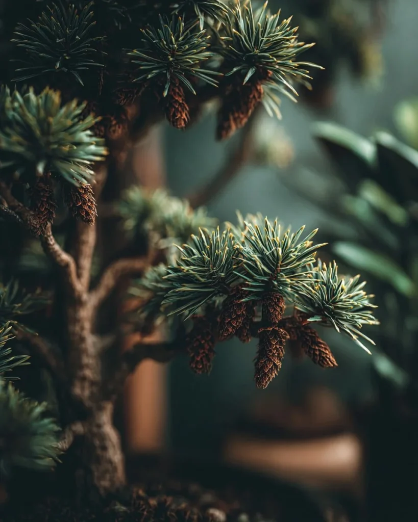 Indoor miniature trees flourishing in pots on a sunny windowsill.