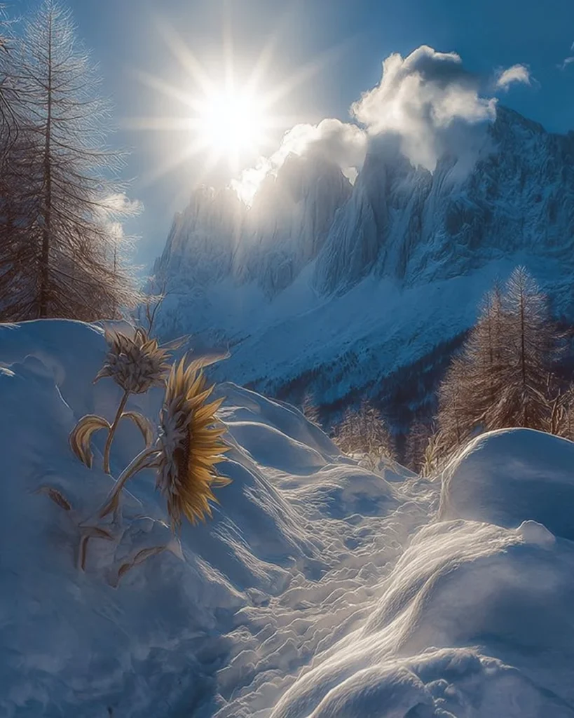Stunning winter landscape photography of snowy peaks and mountain scenery.