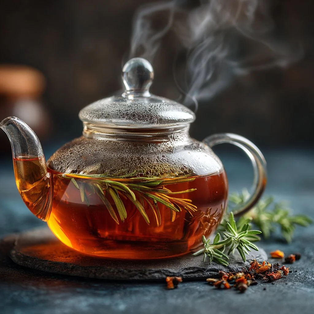 Assorted herbs with tea ingredients for making herbal tea recipes