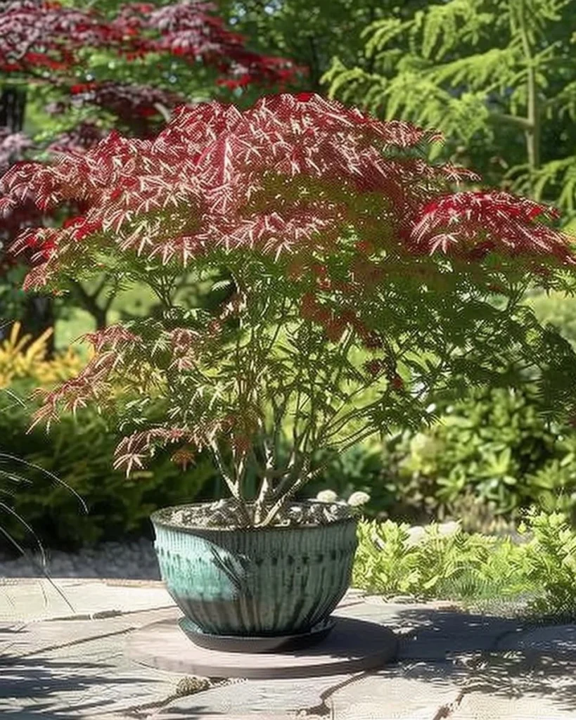 Potted trees for patios and porches, ideal for small spaces and landscaping.
