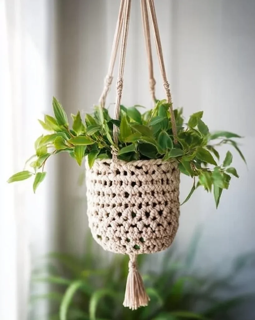 Crochet plant basket patterns for hanging plants