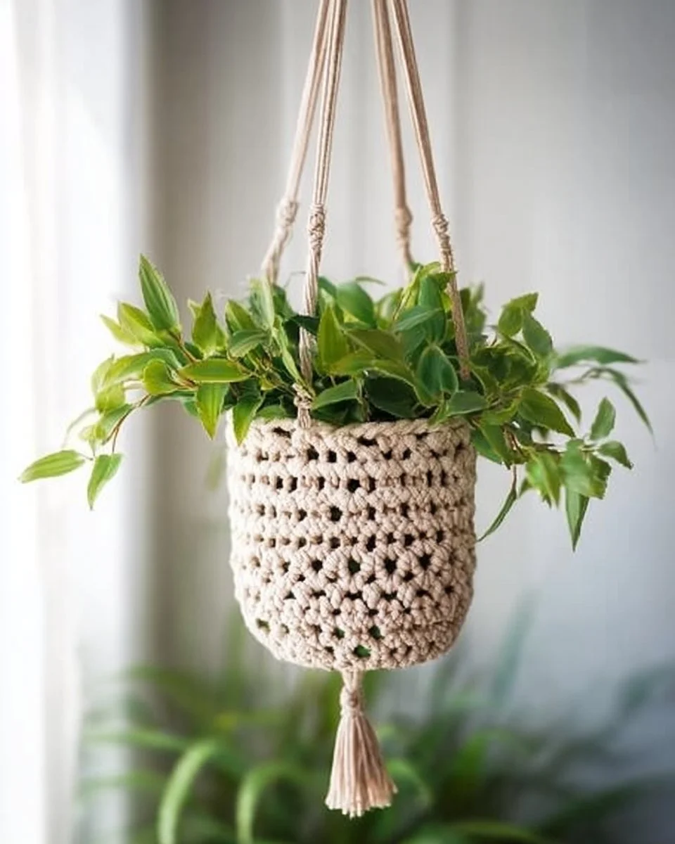 Crochet plant basket patterns for hanging plants
