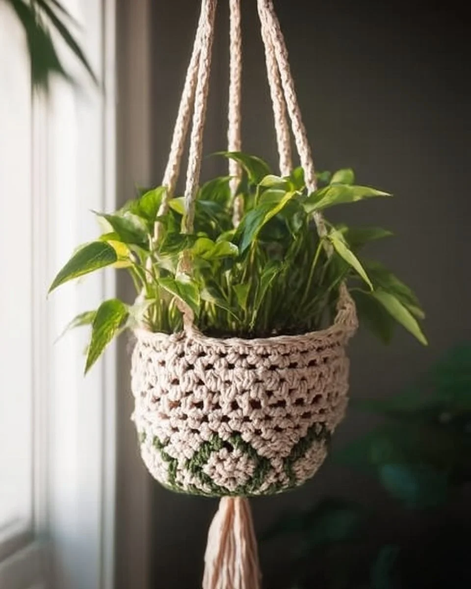 10 Free Crochet Hanging Plant Basket Patterns