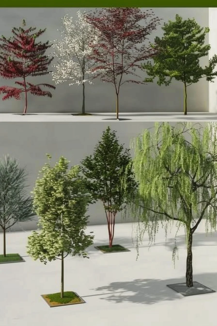 A variety of small trees perfect for garden landscapes.