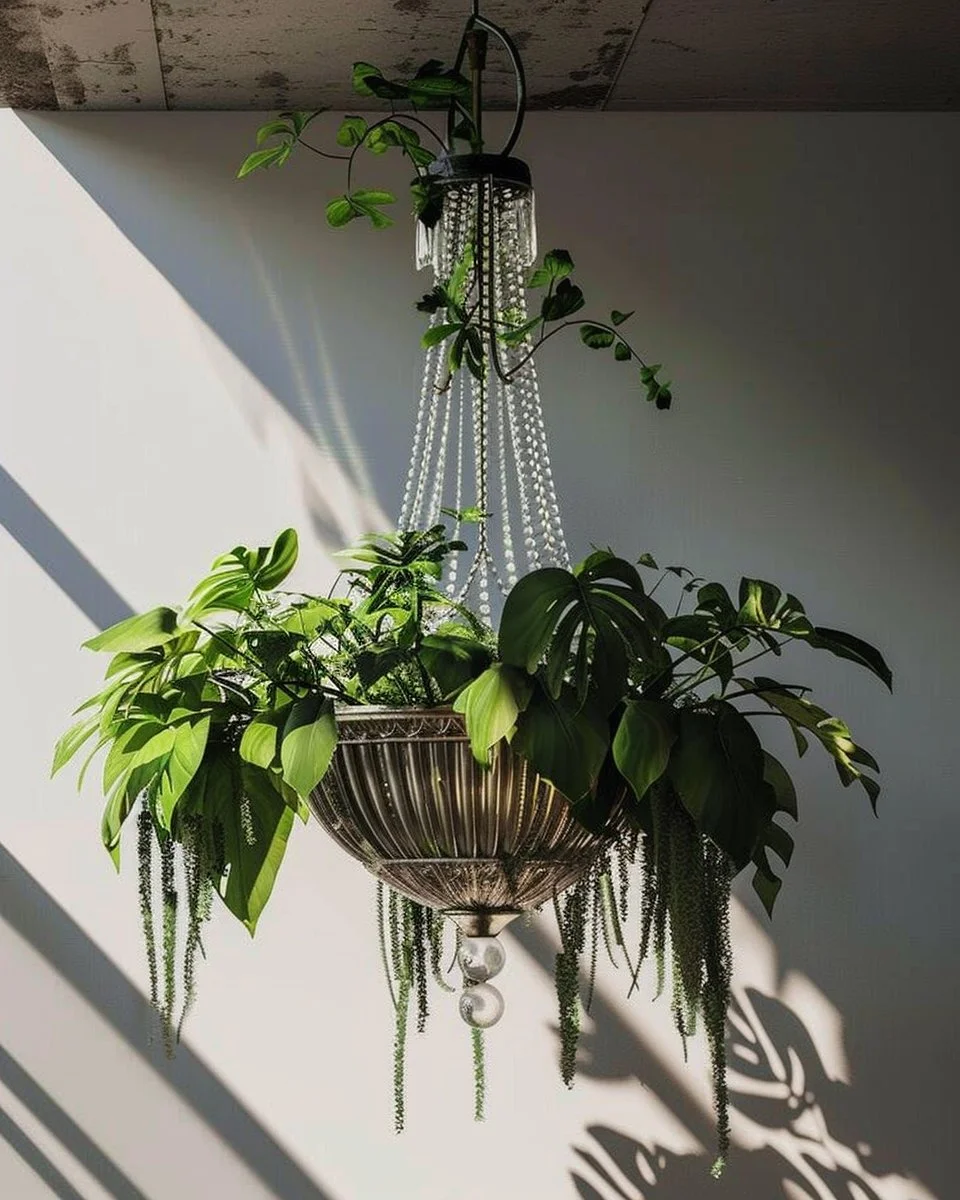 Colorful DIY planters blooming in a spring garden