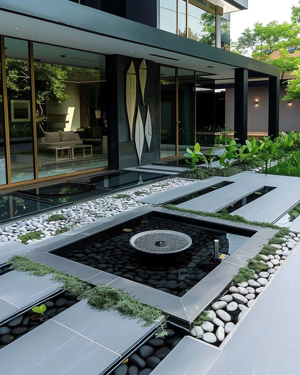 Beautiful front yard with charming landscape design ideas featuring flowers and greenery.