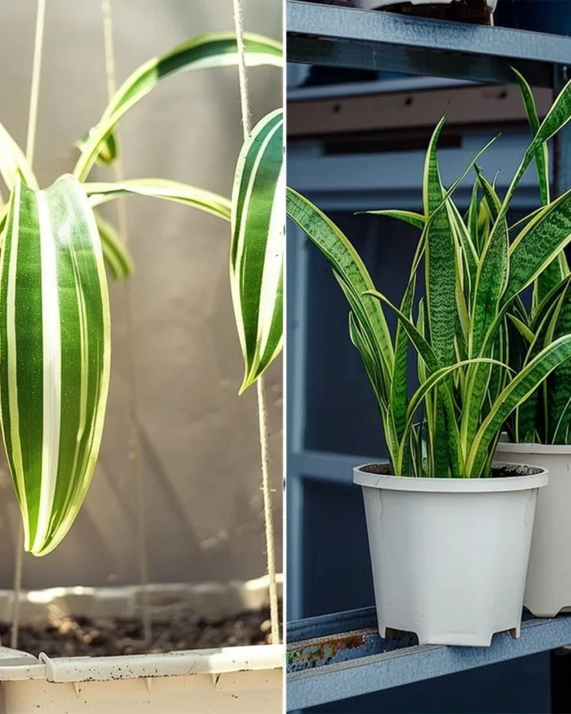 A collection of easy-to-grow houseplants displayed in various pots.