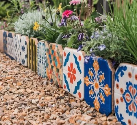 Various budget-friendly garden edging ideas in a beautiful landscape setting
