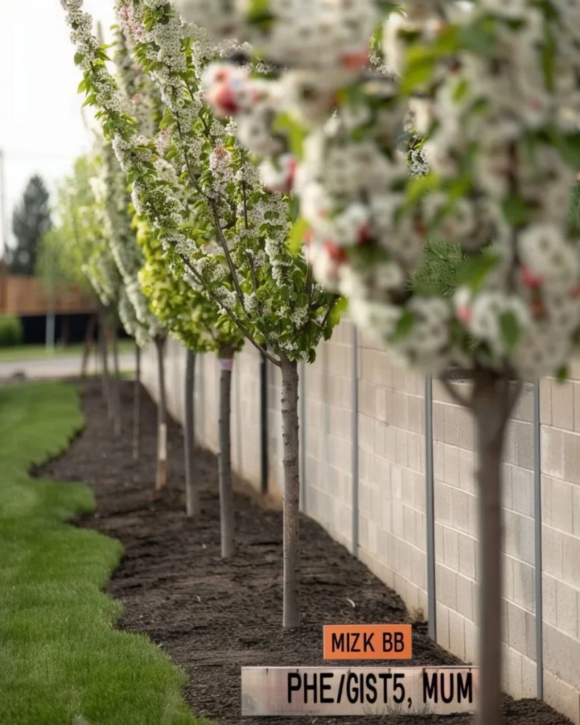 Beautiful backyard orchard with fruit trees and garden design ideas.