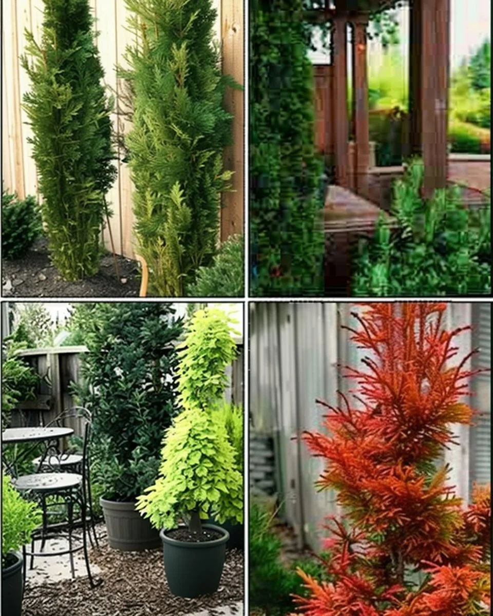 Tall and narrow screening shrubs for garden privacy