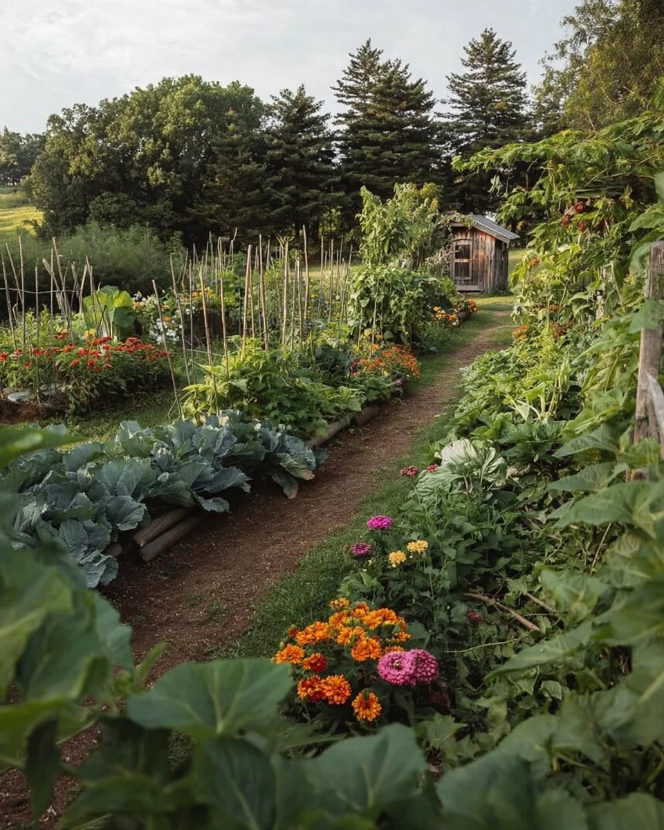 Creative designs for a sustainable permaculture garden with diverse plants