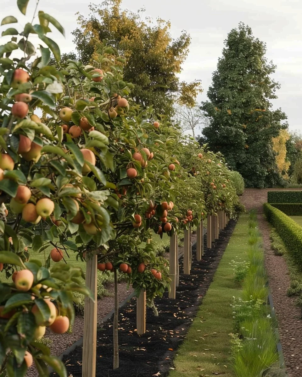 Creative landscaping ideas featuring fruit trees for beautiful gardens.