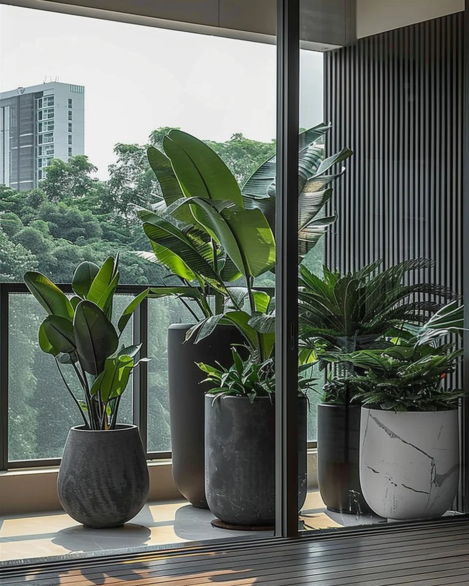 Beautiful balcony garden showcasing various plants and decor ideas for 2024.
