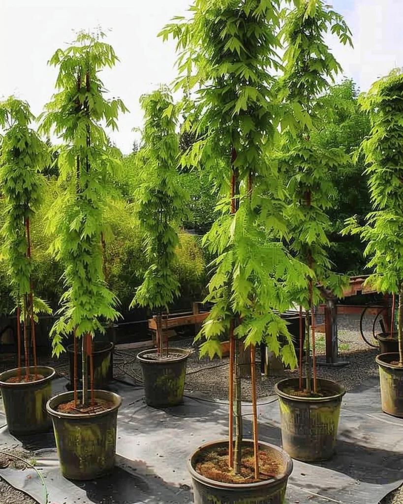 Various skinny plants ideal for small and narrow garden spaces