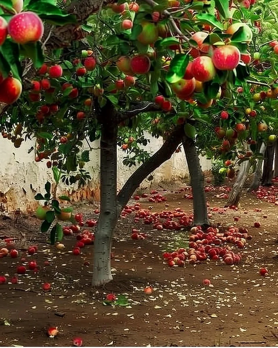 Backyard orchard featuring 9 varieties of fruit trees for home gardening.