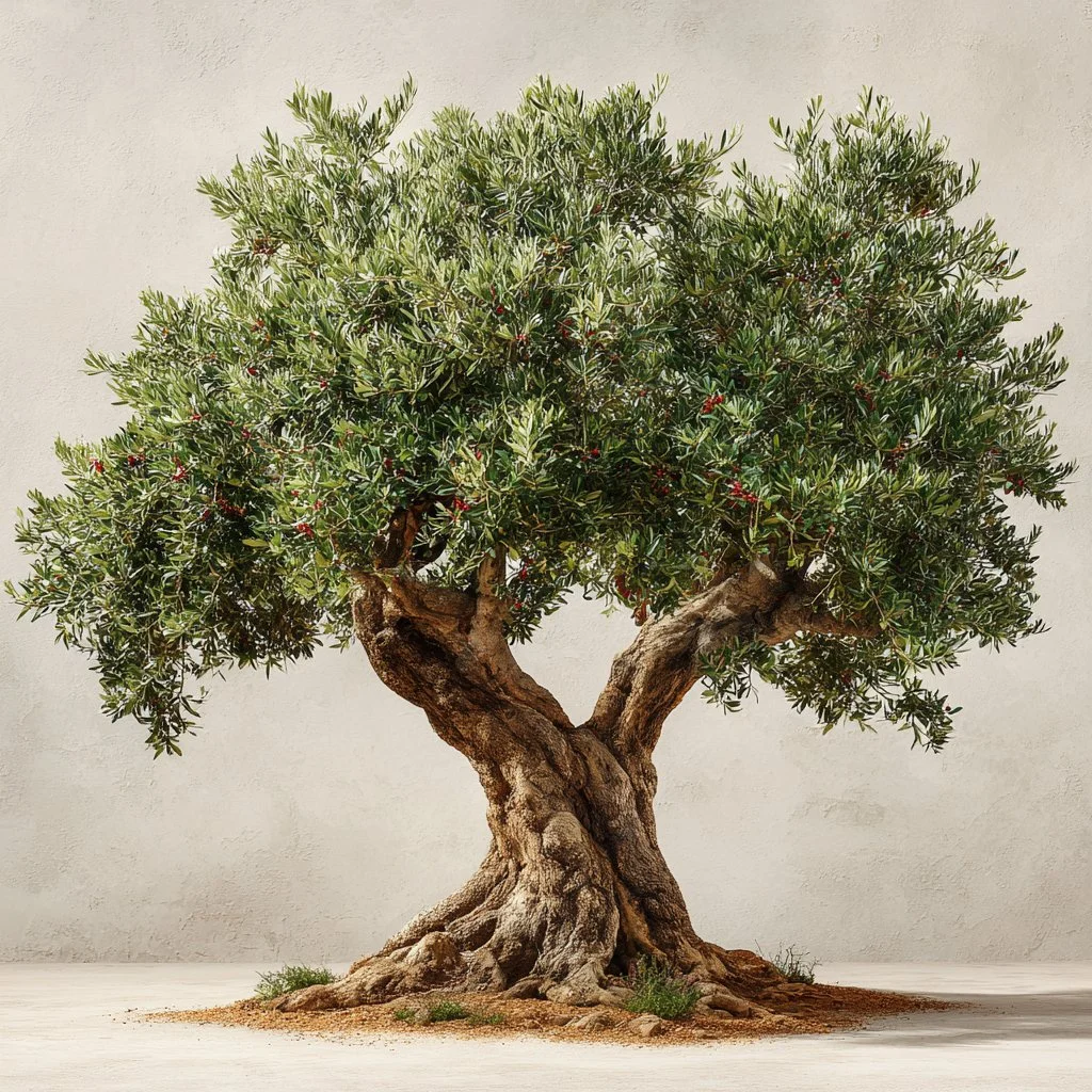 A realistic 7 ft olive tree for home decor, showcasing lush green leaves.