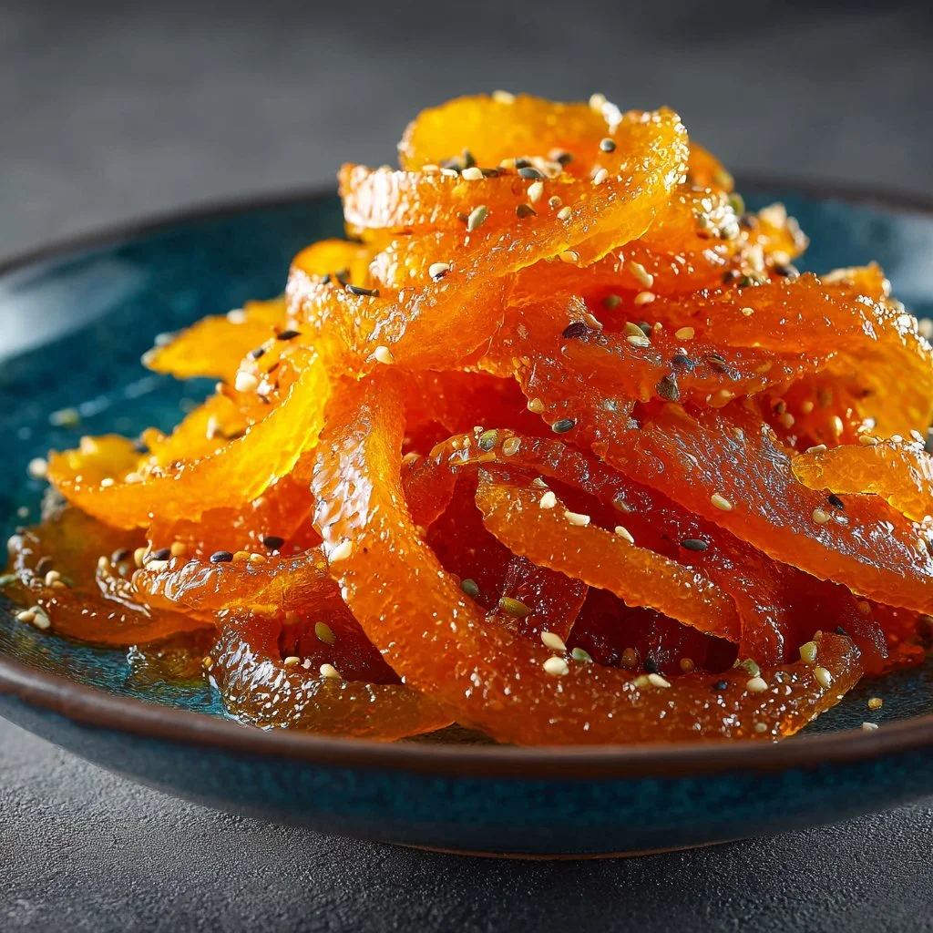 Homemade candied orange peel in a jar, perfect for desserts and snacks
