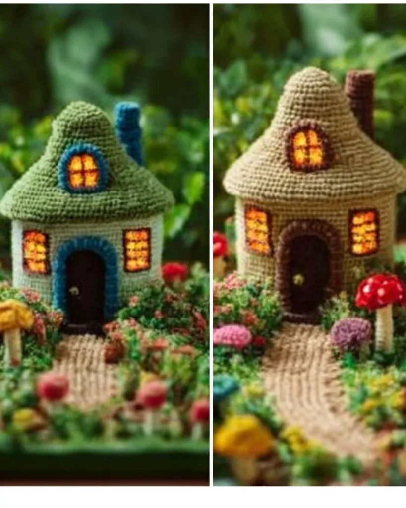 Crochet house with garden patterns for DIY crafting