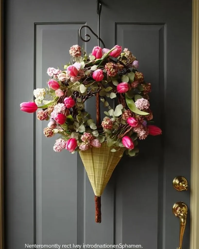 DIY unique spring wreaths made from flowers and greenery for a vibrant home decor