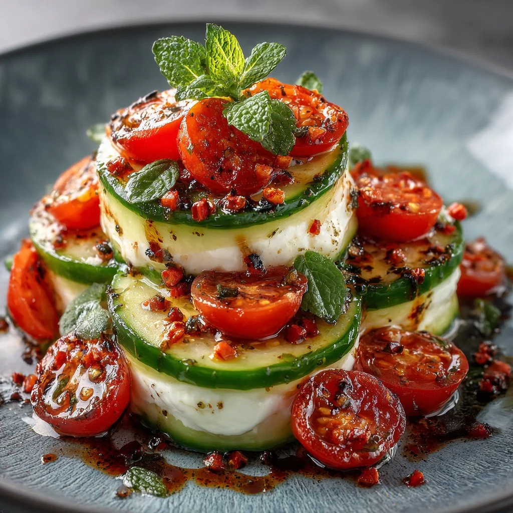 Easy Cucumber Caprese Salad