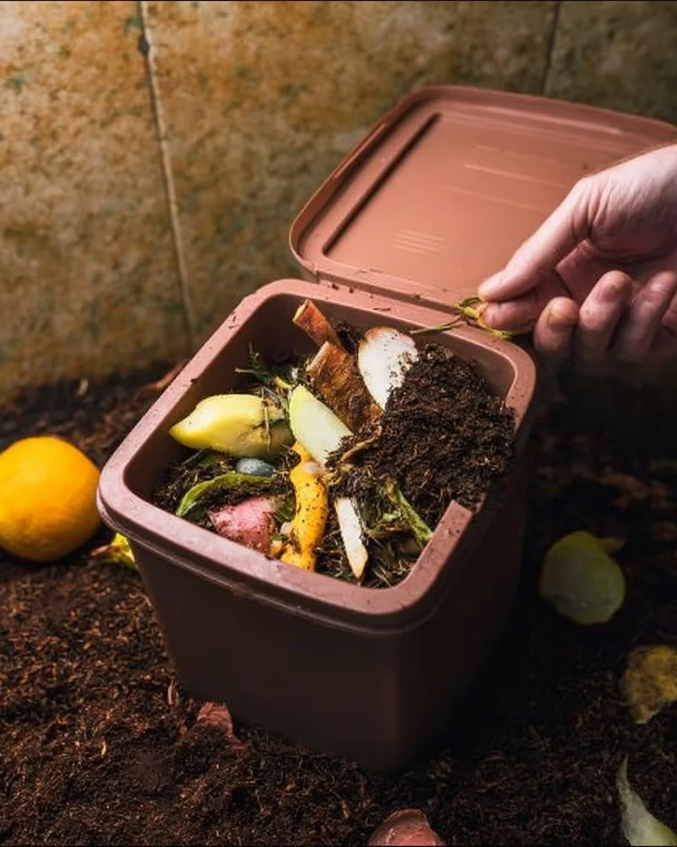 Composting setup in a modern apartment for eco-friendly living