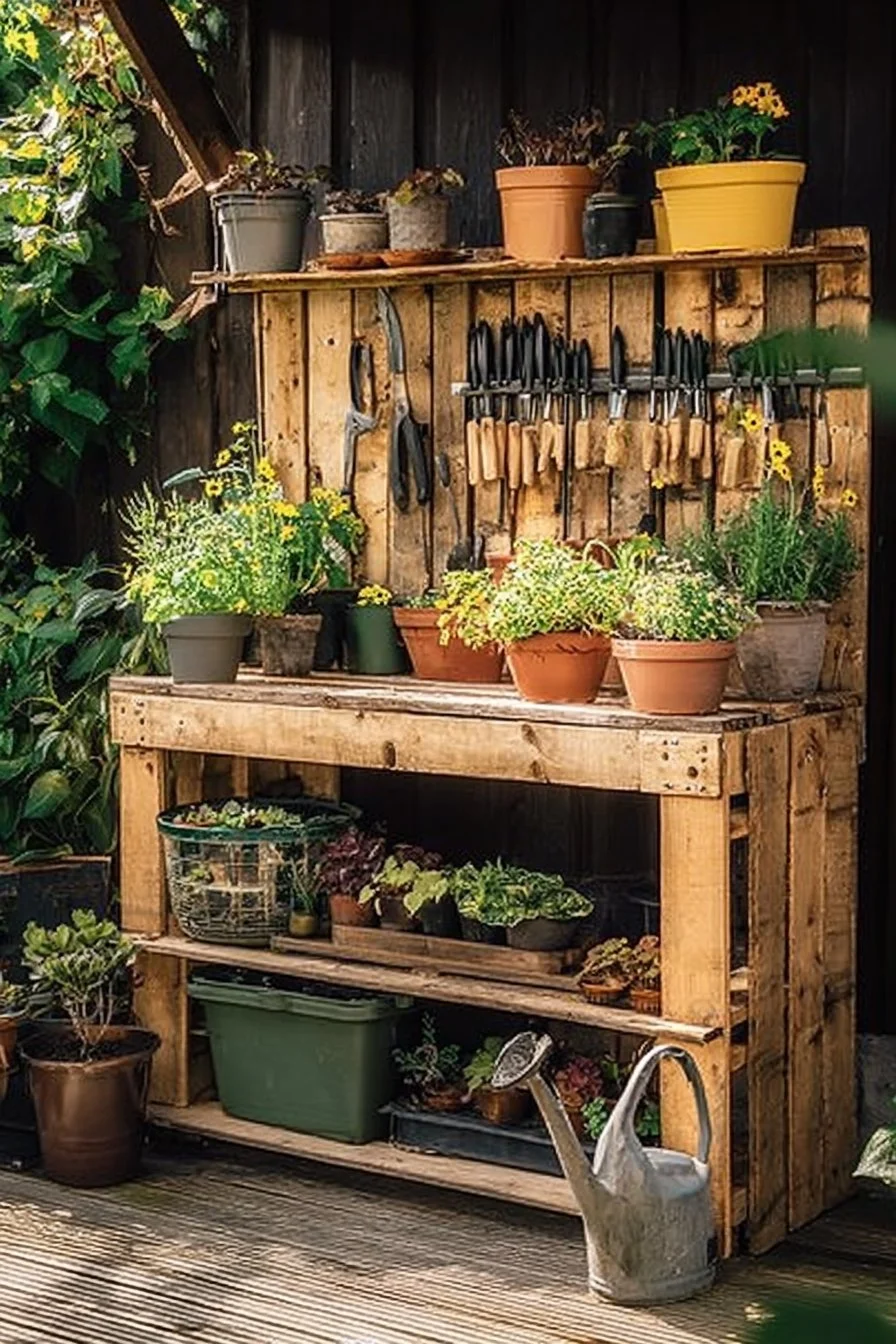 How to Make a DIY Potting Bench from Pallets