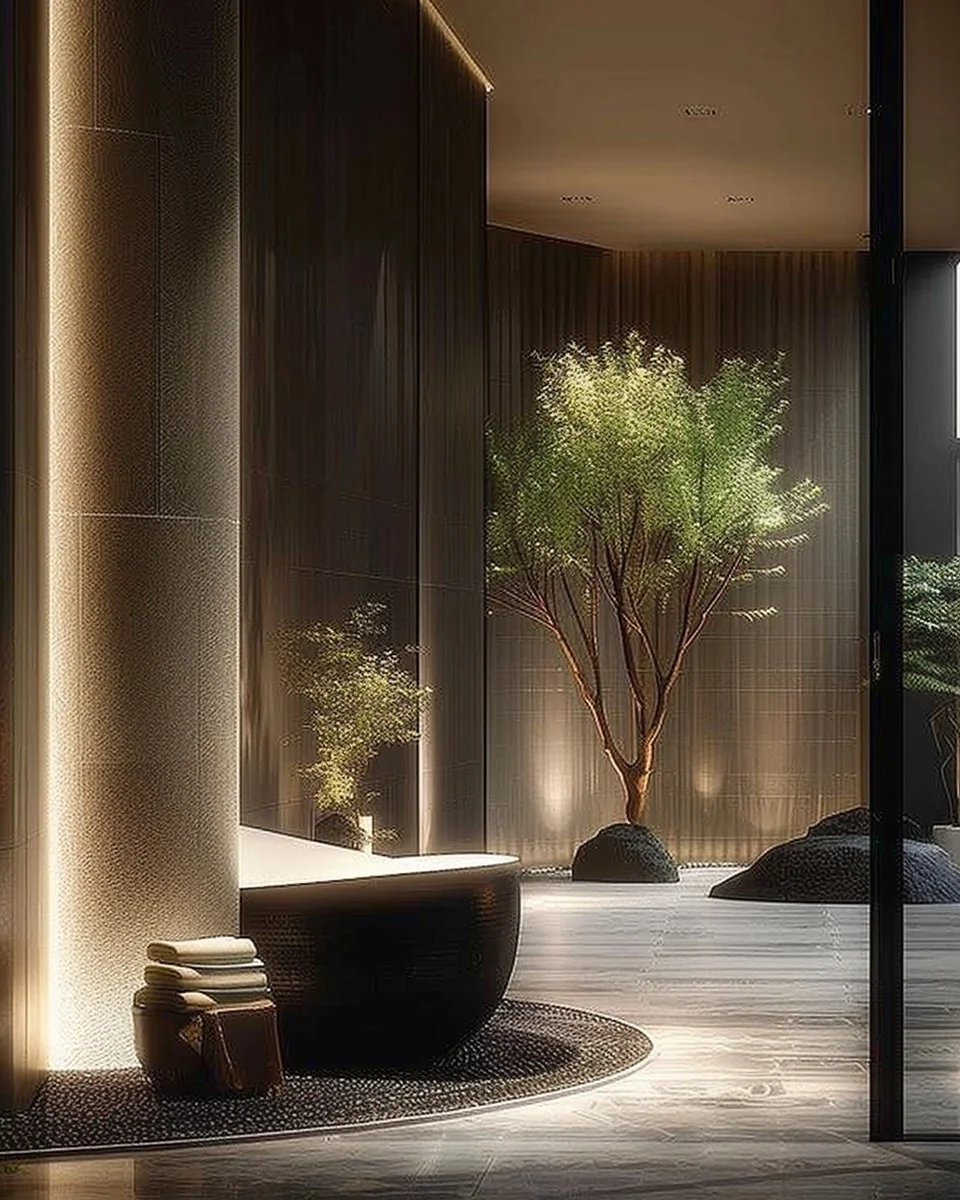 Artificial greenery enhancing luxury hospitality design in spa interiors.