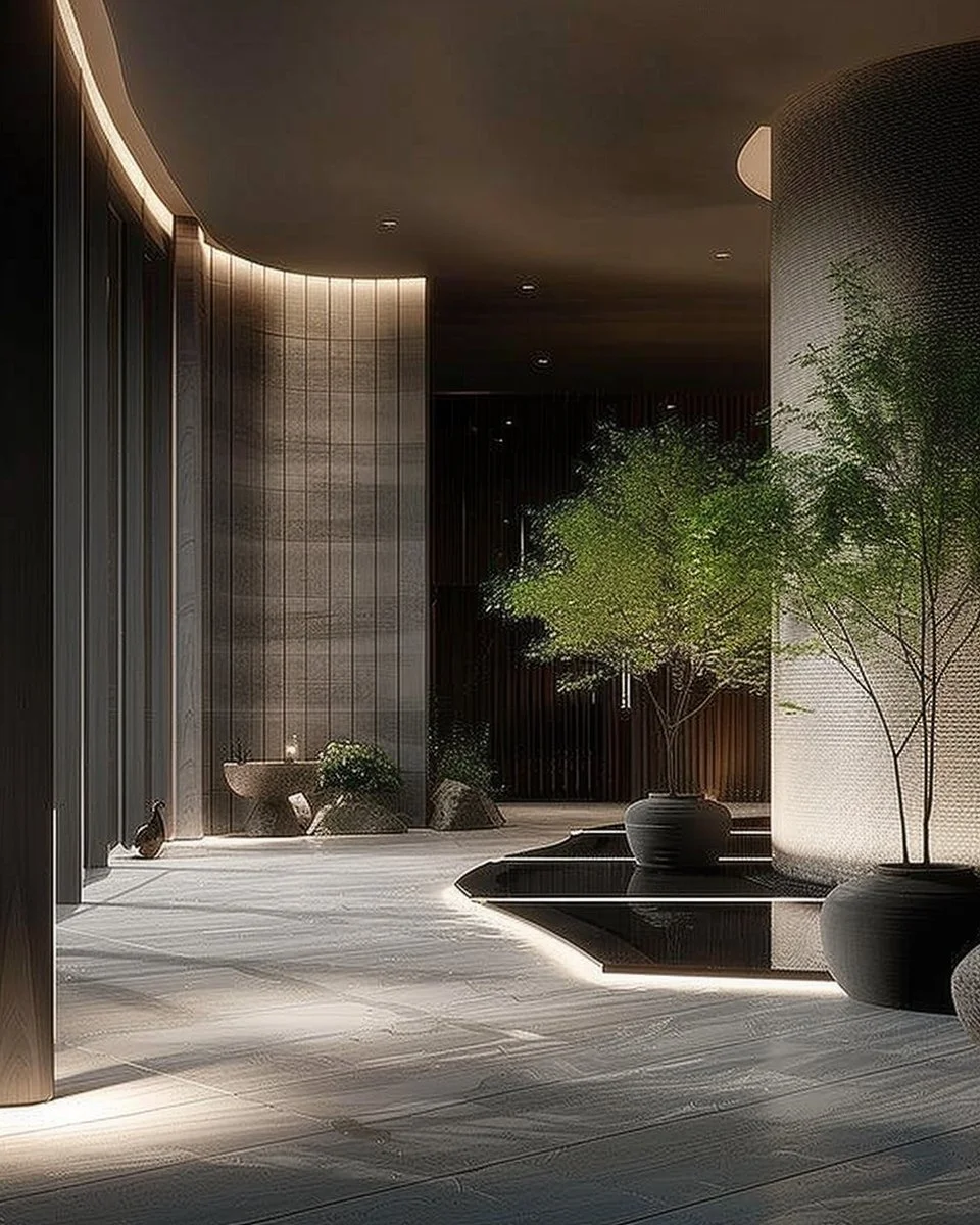LGGArtificialplant on Instagram: "Elevating luxury hospitality design: These images showcase how artificial greenery and trees are seamlessly integrated into a … | House architecture design, Hospitality design, Spa interior design