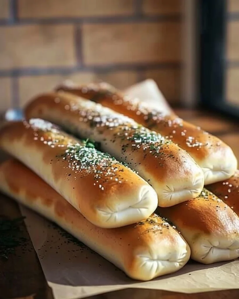 Delicious Olive Garden breadsticks served warm with butter and herbs