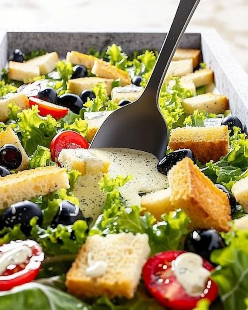 Fresh and vibrant Olive Garden Salad with mixed greens and Italian dressing