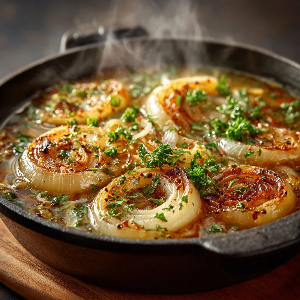 A pot of simmering onions for a health-boosting onion boil remedy.