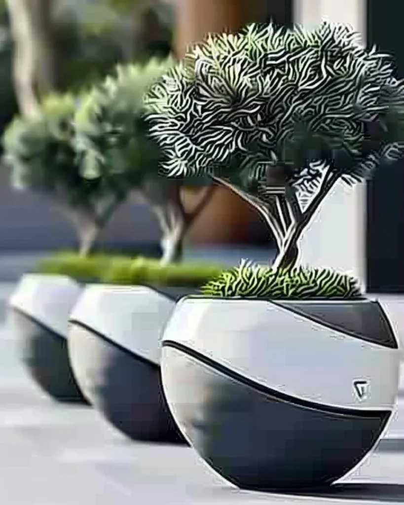 Creative outdoor flower pot designed as a chair for leisurely spaces in shopping malls
