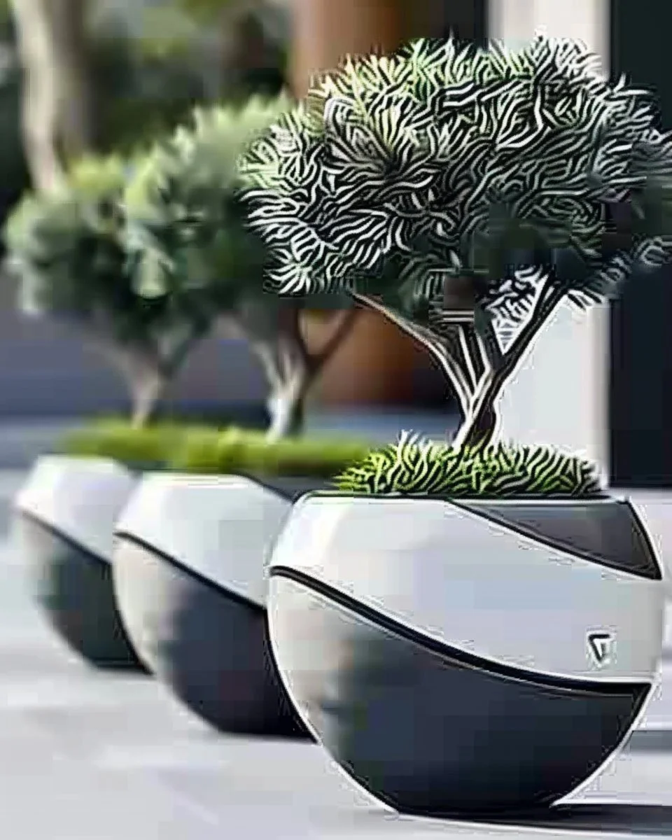 Creative outdoor flower pot designed as a chair for leisurely spaces in shopping malls