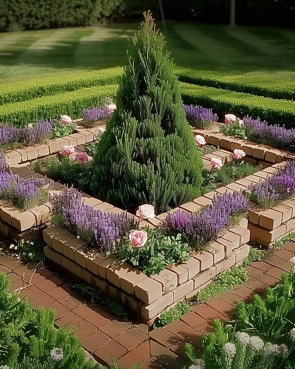 Beautifully designed parterre garden showcasing elegant patterns and plants.